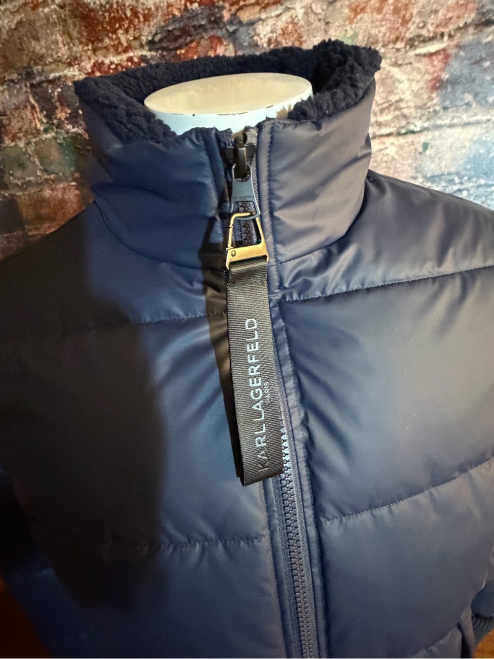 Karl Lagerfeld Men's Navy Blue Quilted Puffer Jacket